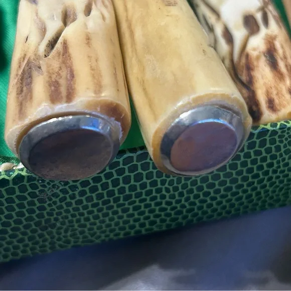 💥SOLD💥 Anton Wingen Solingen Germany Carved Antler 8pc Knife Fork Set Flatware - Picture 12 of 13